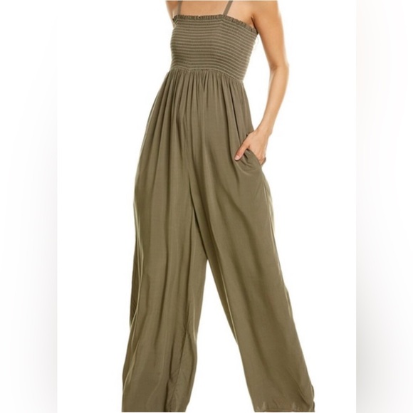 Michael Stars Pants - Michael Stars Maria Smocked Wide Leg
Jumpsuit. Olive green size large NWOT‎